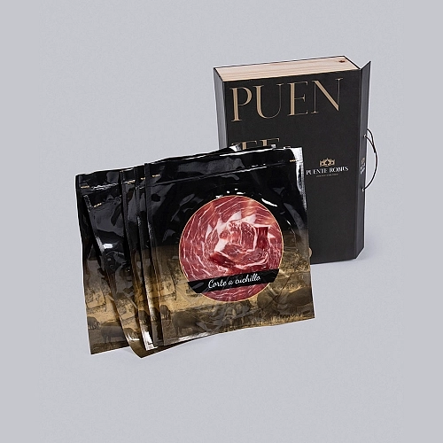 COMMANDEZ 6 ET PAYEZ 5 : SACHETS DE 100 G. DE JAMBON NOURRI AU GLAND IBÉRIQUE 50%.