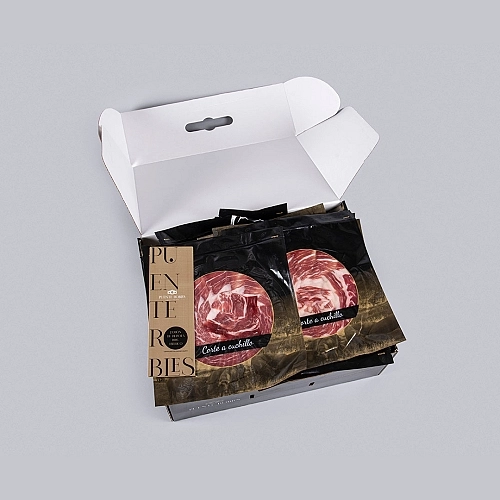 JAMBON IBÉRIQUE 100 % BELLOTA (coupé au couteau) JAMBON IBÉRIQUE 100 % BELLOTA (coupé au couteau)