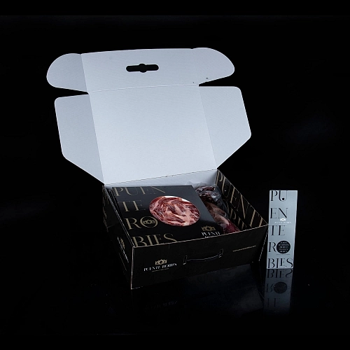 JAMBON IBÉRIQUE BELLOTA (NOURRI AU GLAND) à 75 % RACE IBÉRIQUE (découpé au couteau).