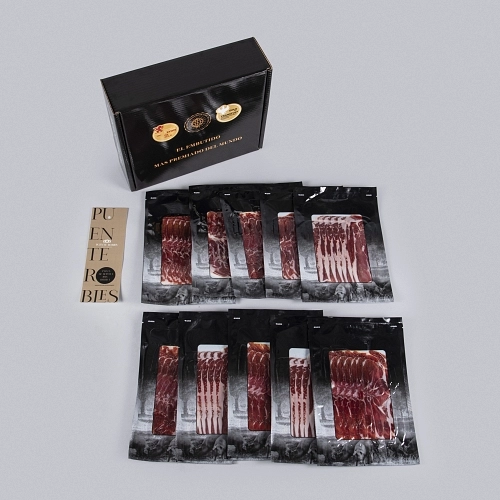 PACK 1 : 10 SACHETS D'ÉPAULE DE PORC 100% IBÉRIQUE NOURRI AUX GLANDS, COUPÉE À LA MACHINE.