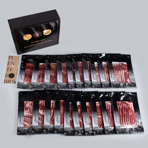 PACK 2 : 20 SACHETS D'ÉPAULE DE PORC IBÉRIQUE NOURRI AUX GLANDS 100 % PURE RACE, DÉCOUPÉE À LA MACHI PACK 2 : 20 SACHETS D'ÉPAULE DE PORC IBÉRIQUE NOURRI AUX GLANDS 100 % PURE RACE, DÉCOUPÉE À LA MACHI