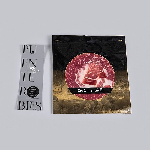 SACHETS DE JAMBON IBÉRIQUE NOURRI AU GLAND 75% RACE IBÉRIQUE.